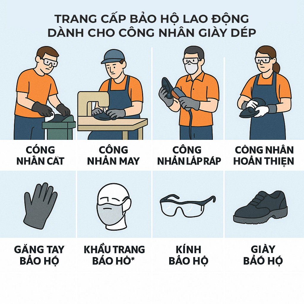 Trang cấp bảo hộ lao động cần thiết dành cho công nhân giày dép