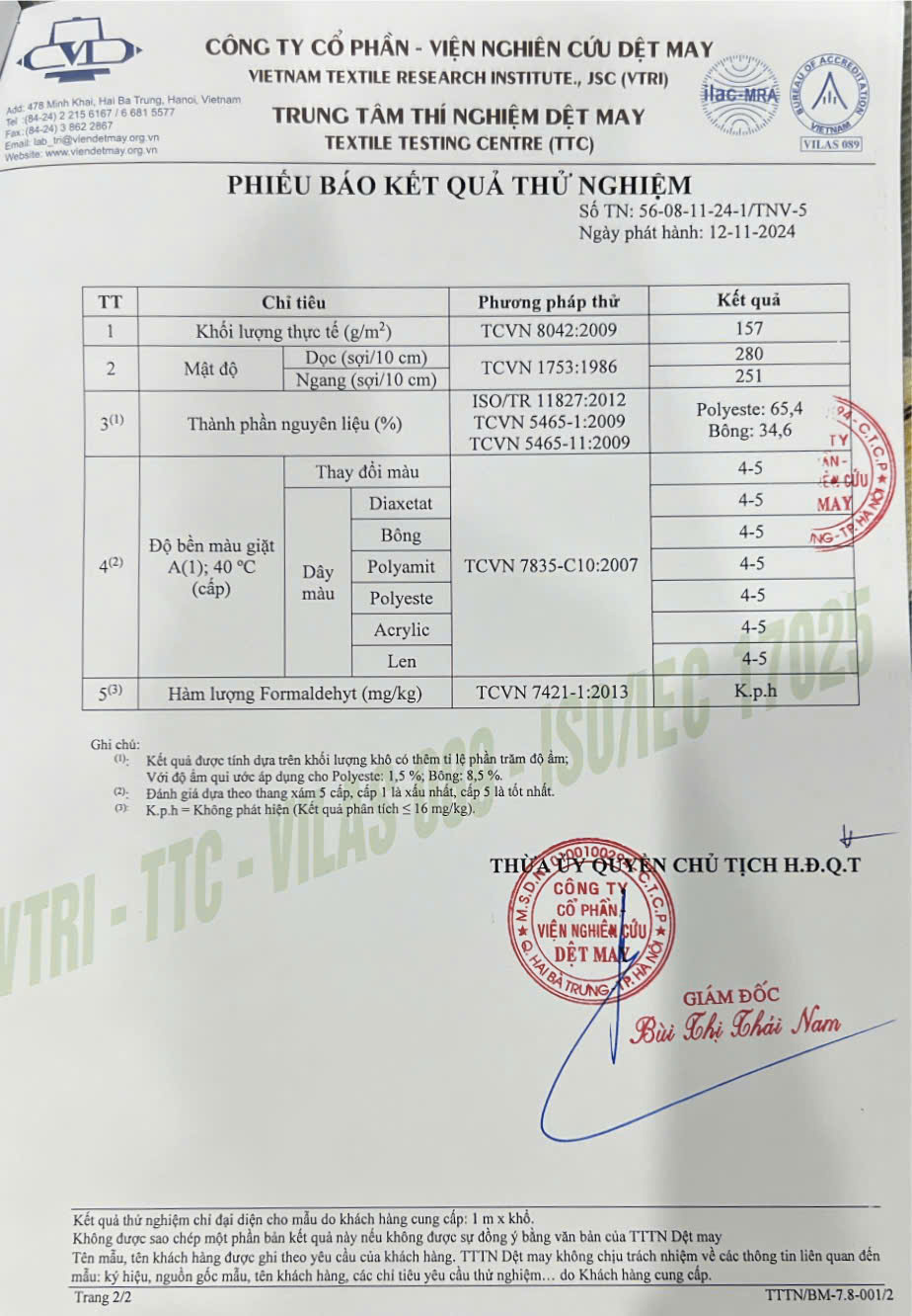 Kiểm định vải kate ford GAK