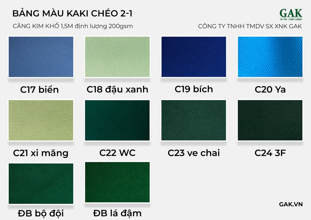 BẢNG MÀU KAKI CHÉO 2-1 PHẦN 3 lớn