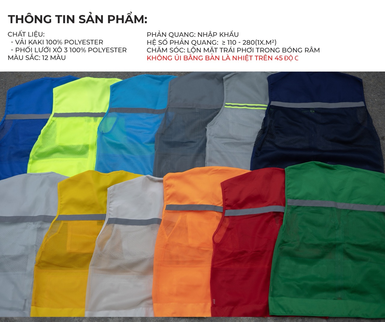Mẫu áo ghi lê bảo hộ phản quang 4 túi