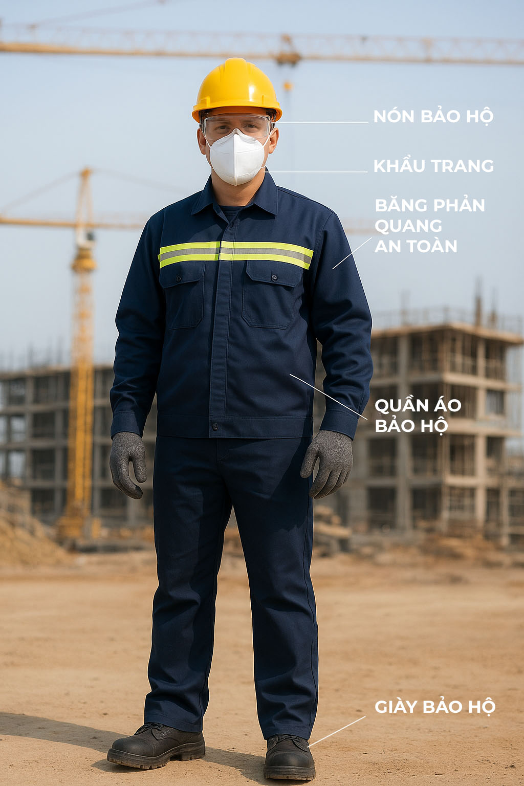 Các trang thiết bị bảo hộ lao động cho công nhân xây dựng bao gồm gì?