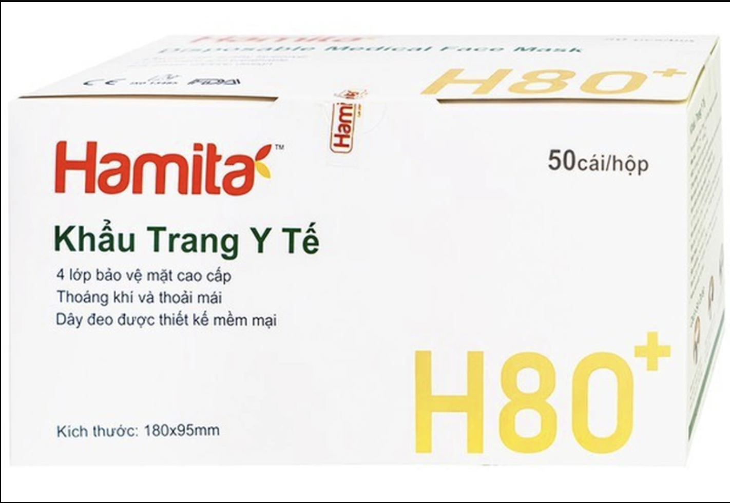 Khẩu trang than hoạt tính Hamita H80+