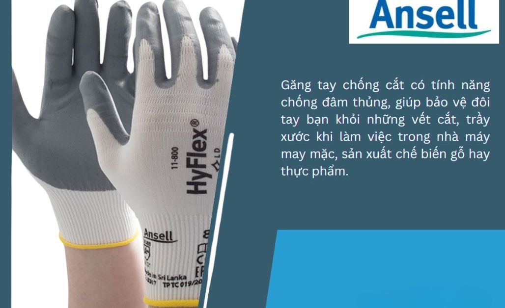 găng tay Ansell chống cắt cung cấp khả năng bảo vệ tối ưu cho đôi bàn tay khi làm việc trong các môi trường nguy hiểm như nhà máy, xưởng sản xuất.