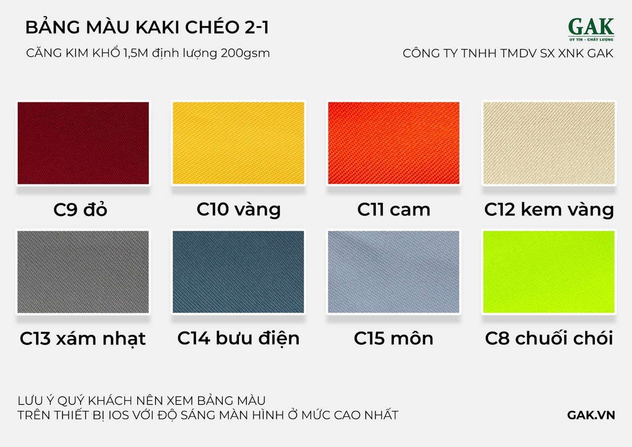 Bảng màu kaki chéo 2-1 GAK phần 2